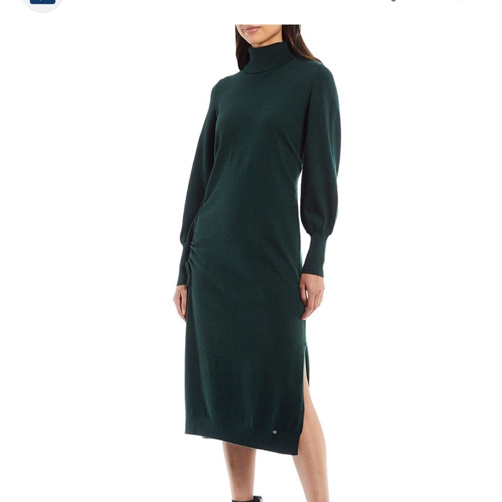 Ted Baker Aavva knitted long sleeve dress ruched side detail size large